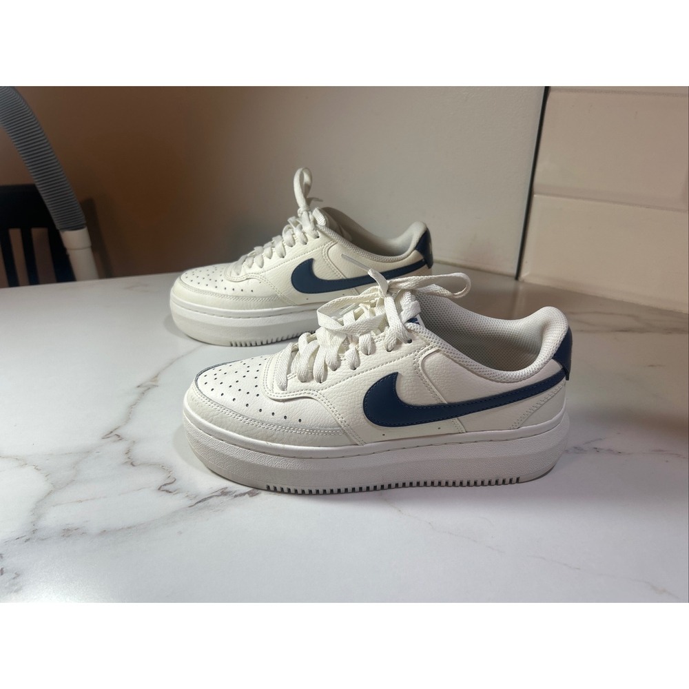 Nike Court Vision Alta Platform Sneakers Sail Midnight Navy DM0113-102‎ Womens 9